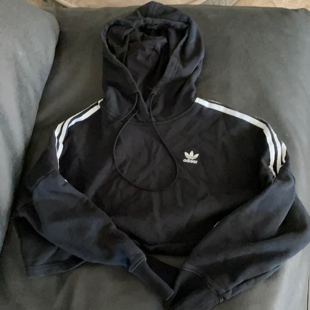 black small adidas crop hoodie